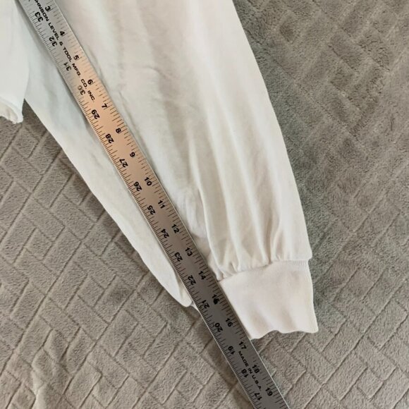 Pink Womans L Sweatshirt White Cropped Baggy Long Sleeve Logo Lounge Athletic - Picture 10 of 14